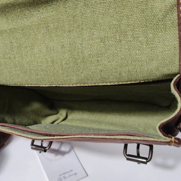 Le Papillon Brown Faux Leather Crossbody Messenger Bag Purse Handbag NEW - Picture 9 of 11